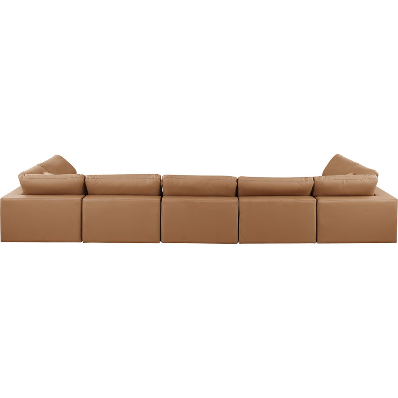 Meridian Comfy Cognac Vegan Leather Modular Sectional IMAGE 3