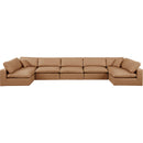 Meridian Comfy Cognac Vegan Leather Modular Sectional IMAGE 4