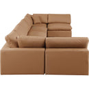 Meridian Comfy Cognac Vegan Leather Modular Sectional IMAGE 5
