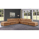 Meridian Comfy Cognac Vegan Leather Modular Sectional IMAGE 2