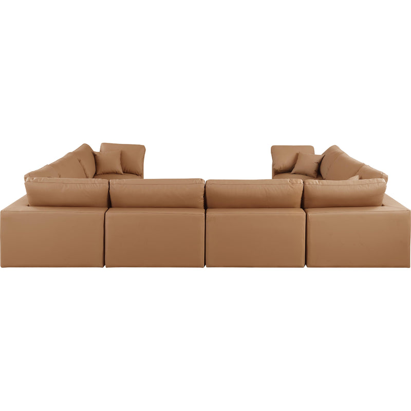 Meridian Comfy Cognac Vegan Leather Modular Sectional IMAGE 3
