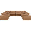 Meridian Comfy Cognac Vegan Leather Modular Sectional IMAGE 4