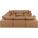 Meridian Comfy Cognac Vegan Leather Modular Sectional IMAGE 5