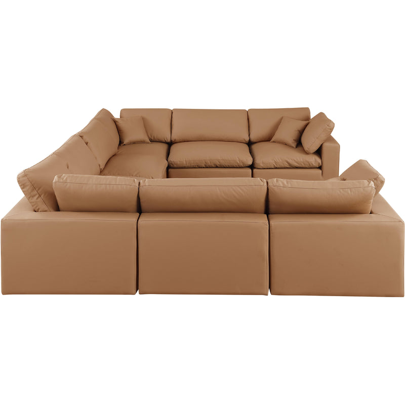 Meridian Comfy Cognac Vegan Leather Modular Sectional IMAGE 5