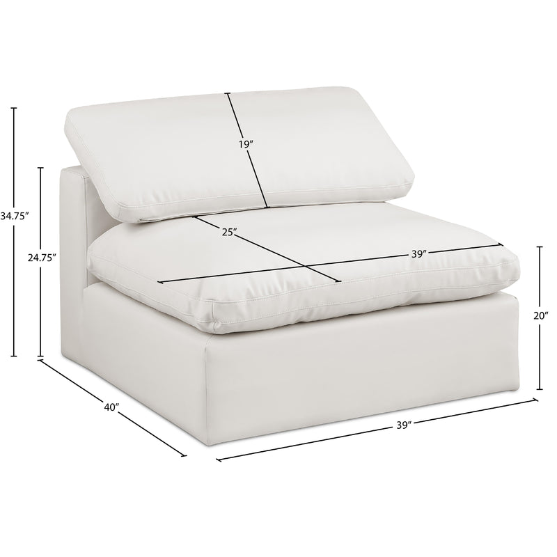 Meridian Comfy Cream Vegan Leather Modular Armless Chair IMAGE 10