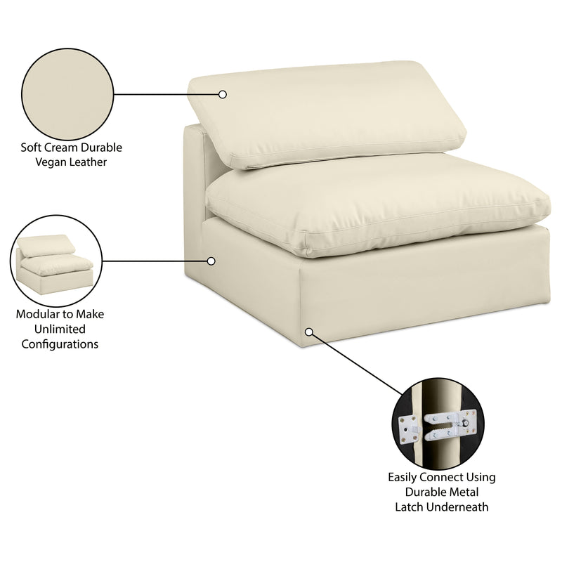 Meridian Comfy Cream Vegan Leather Modular Armless Chair IMAGE 11