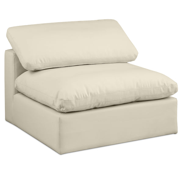 Meridian Comfy Cream Vegan Leather Modular Armless Chair IMAGE 1
