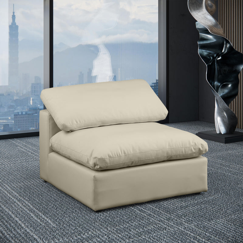 Meridian Comfy Cream Vegan Leather Modular Armless Chair IMAGE 2
