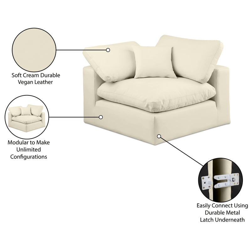 Meridian Comfy Cream Vegan Leather Modular Corner Chair IMAGE 12