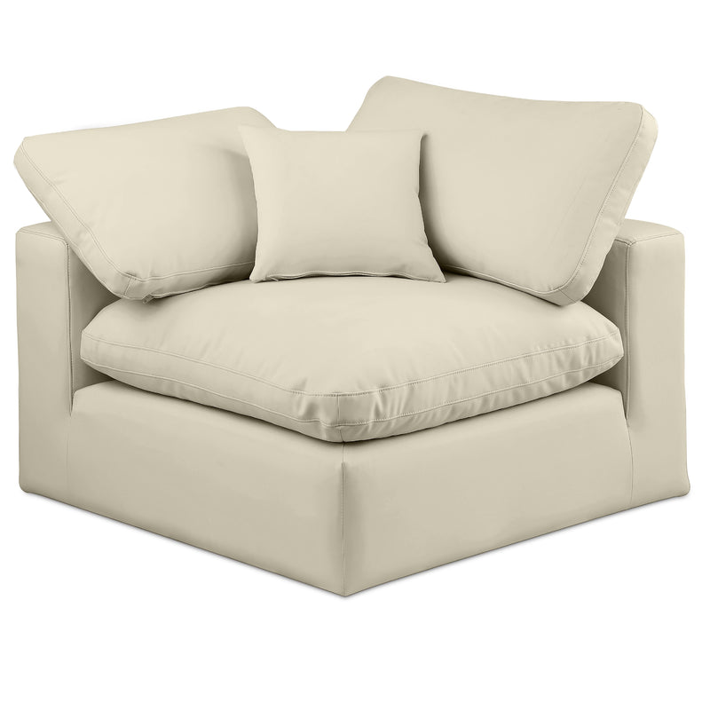 Meridian Comfy Cream Vegan Leather Modular Corner Chair IMAGE 1