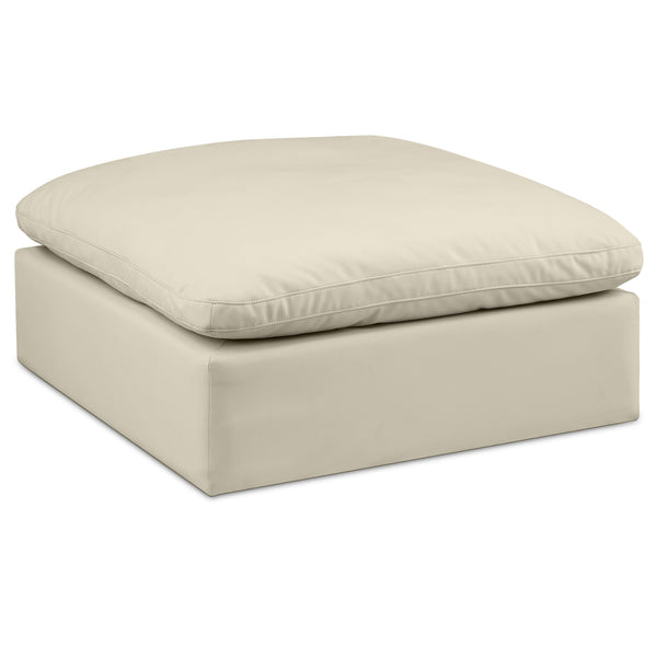 Meridian Comfy Cream Vegan Leather Modular Ottoman IMAGE 1