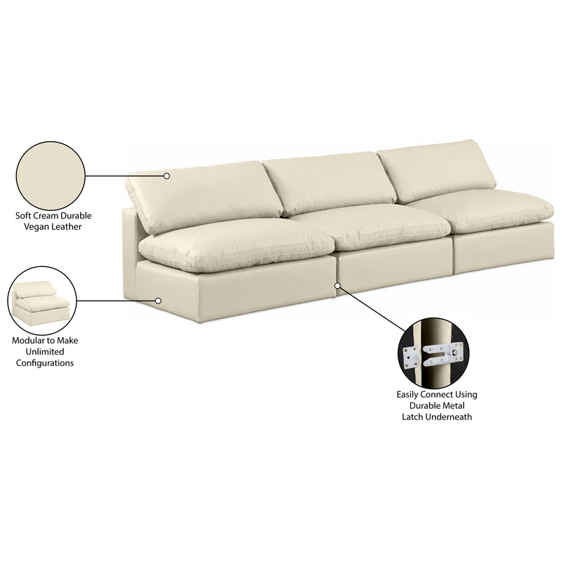 Meridian Comfy Cream Vegan Leather Modular Sofa IMAGE 10