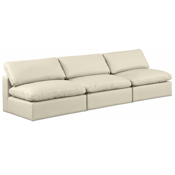 Meridian Comfy Cream Vegan Leather Modular Sofa IMAGE 1