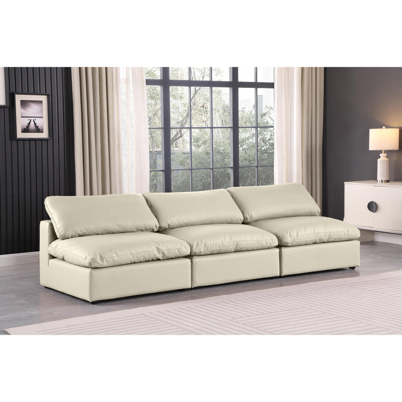 Meridian Comfy Cream Vegan Leather Modular Sofa IMAGE 2