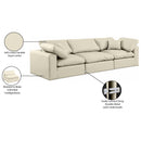 Meridian Comfy Cream Vegan Leather Modular Sofa IMAGE 10