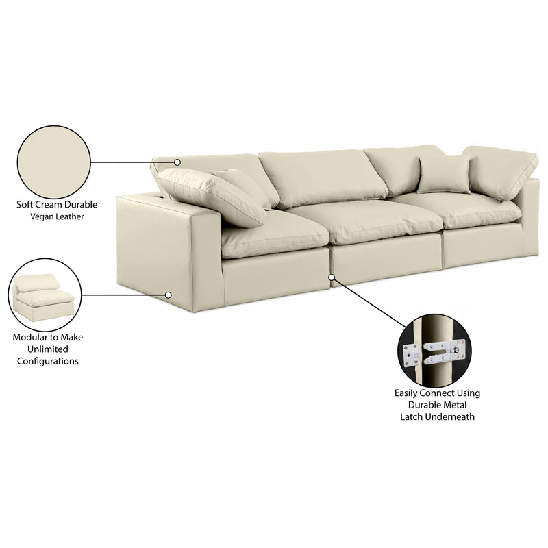 Meridian Comfy Cream Vegan Leather Modular Sofa IMAGE 10