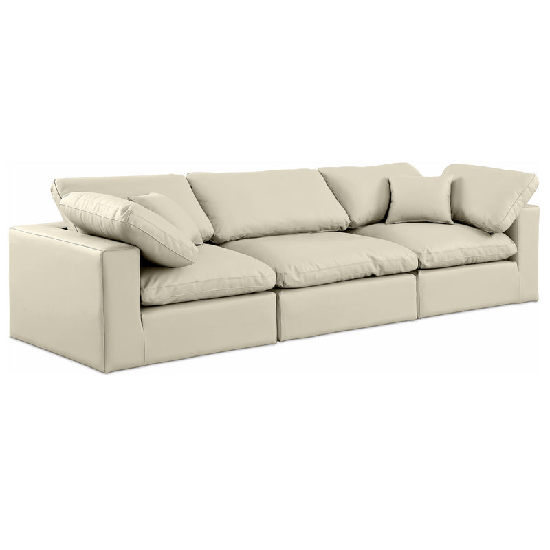 Meridian Comfy Cream Vegan Leather Modular Sofa IMAGE 1