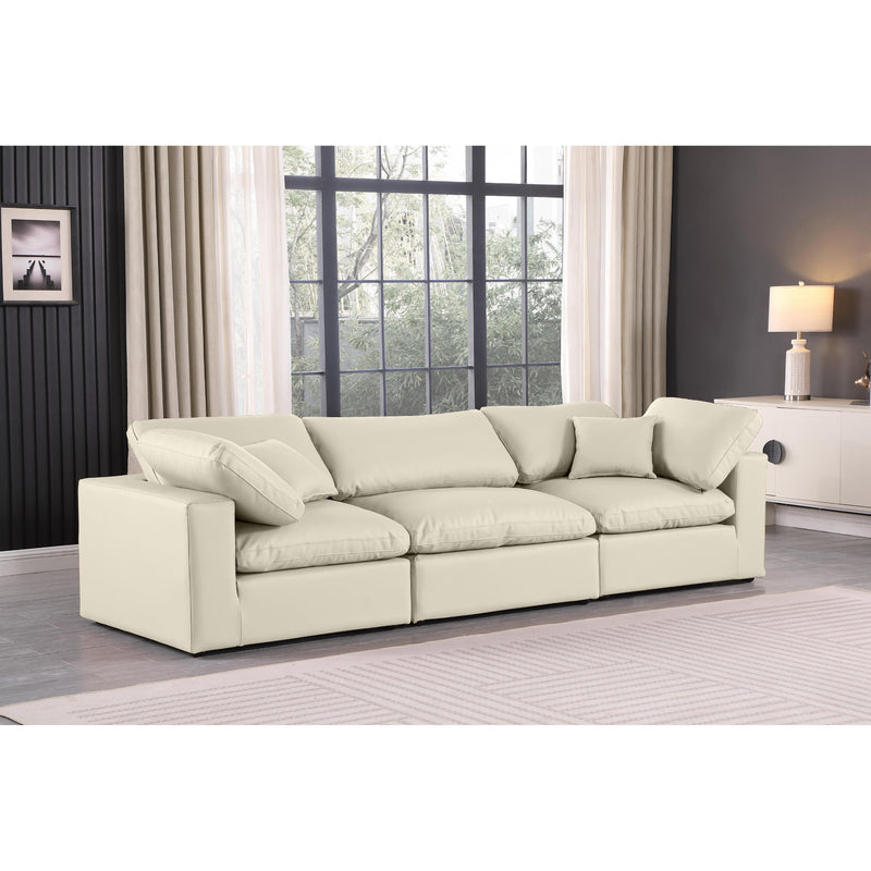 Meridian Comfy Cream Vegan Leather Modular Sofa IMAGE 2