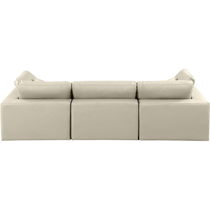 Meridian Comfy Cream Vegan Leather Modular Sofa IMAGE 3