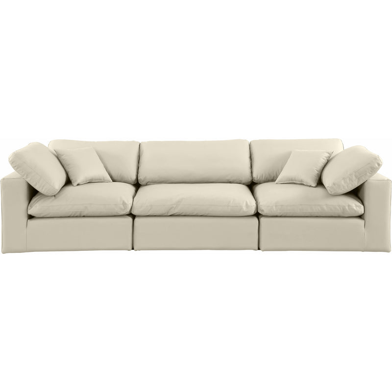 Meridian Comfy Cream Vegan Leather Modular Sofa IMAGE 4