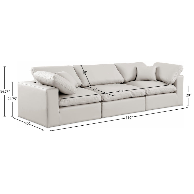 Meridian Comfy Cream Vegan Leather Modular Sofa IMAGE 9
