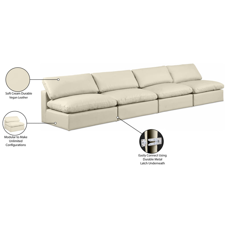 Meridian Comfy Cream Vegan Leather Modular Sofa IMAGE 10