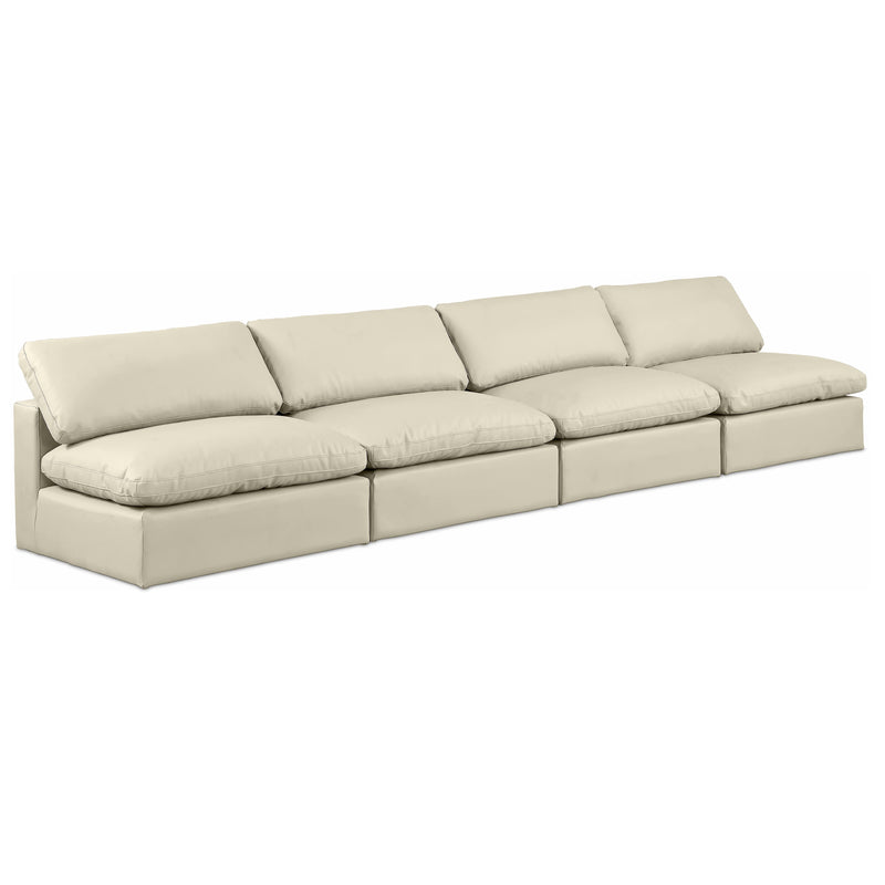 Meridian Comfy Cream Vegan Leather Modular Sofa IMAGE 1