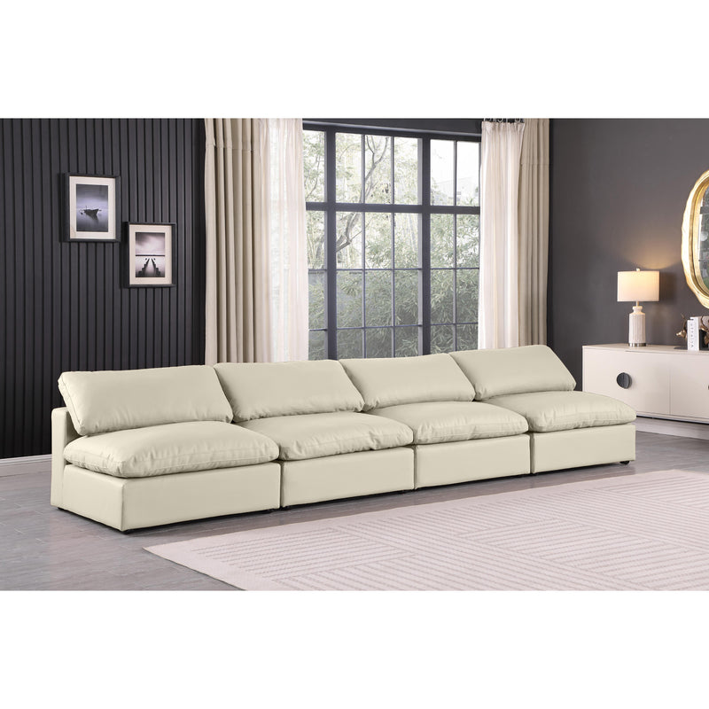 Meridian Comfy Cream Vegan Leather Modular Sofa IMAGE 2