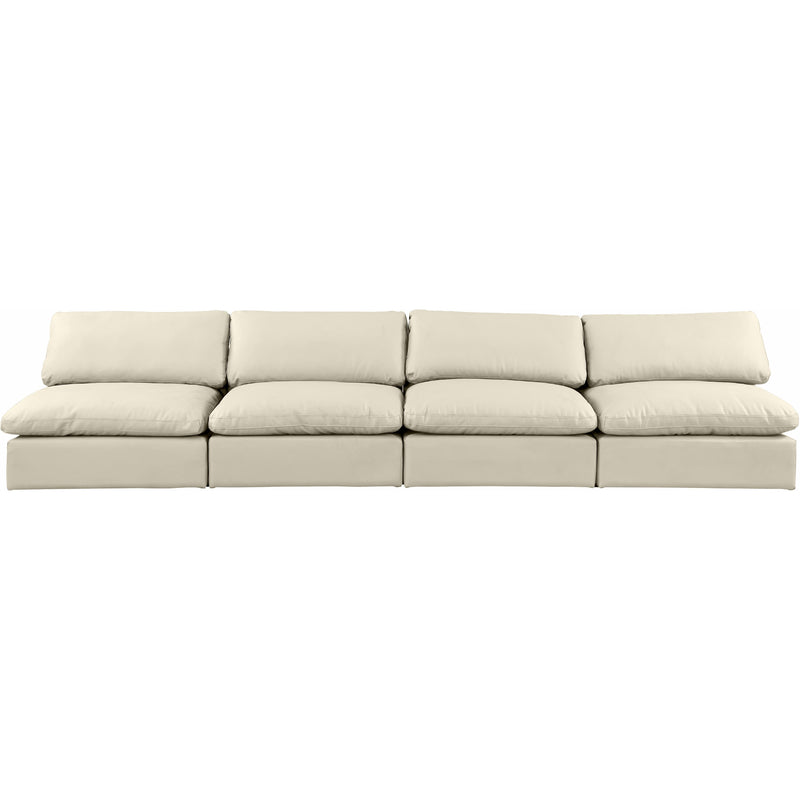 Meridian Comfy Cream Vegan Leather Modular Sofa IMAGE 4