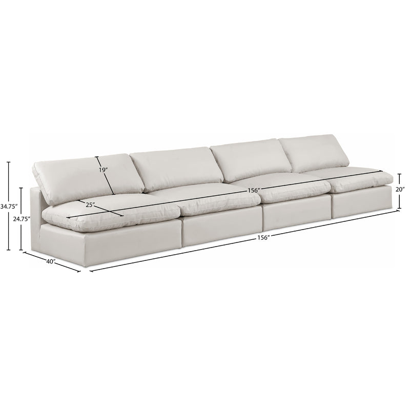 Meridian Comfy Cream Vegan Leather Modular Sofa IMAGE 9
