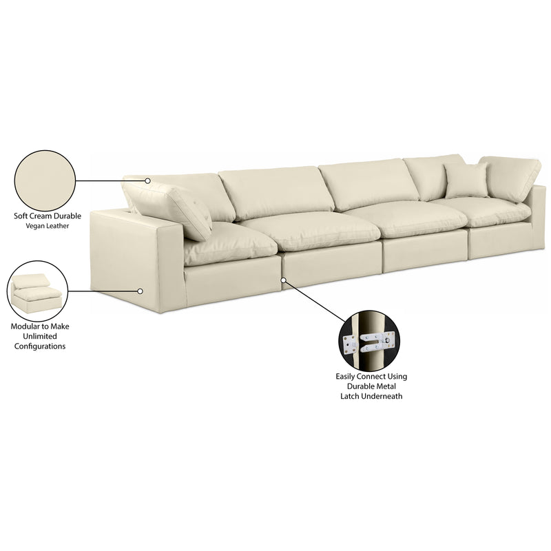 Meridian Comfy Cream Vegan Leather Modular Sofa IMAGE 10