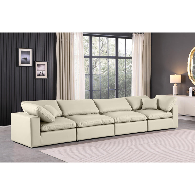 Meridian Comfy Cream Vegan Leather Modular Sofa IMAGE 2