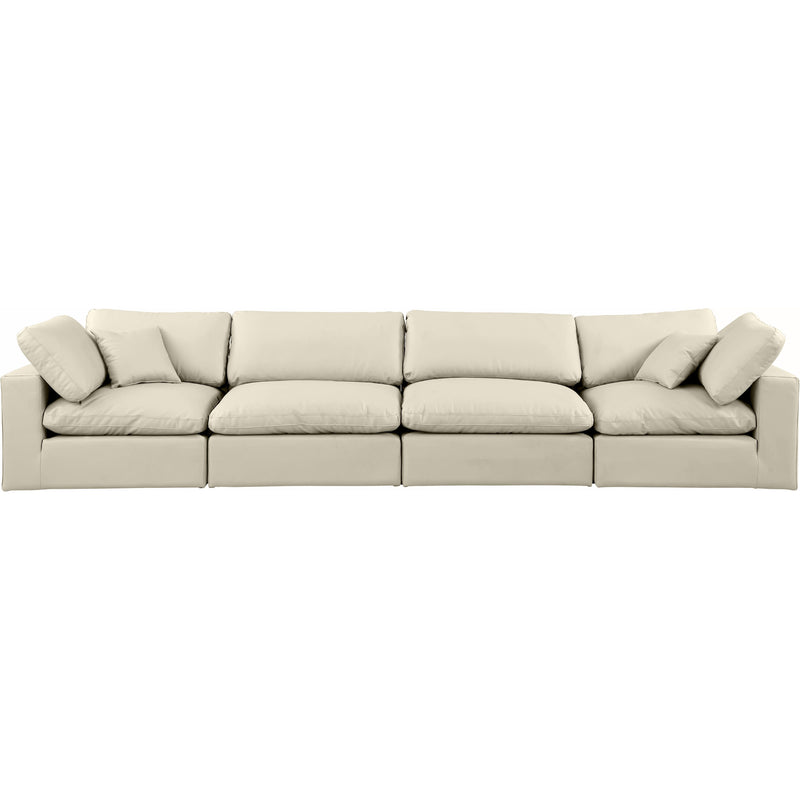 Meridian Comfy Cream Vegan Leather Modular Sofa IMAGE 4