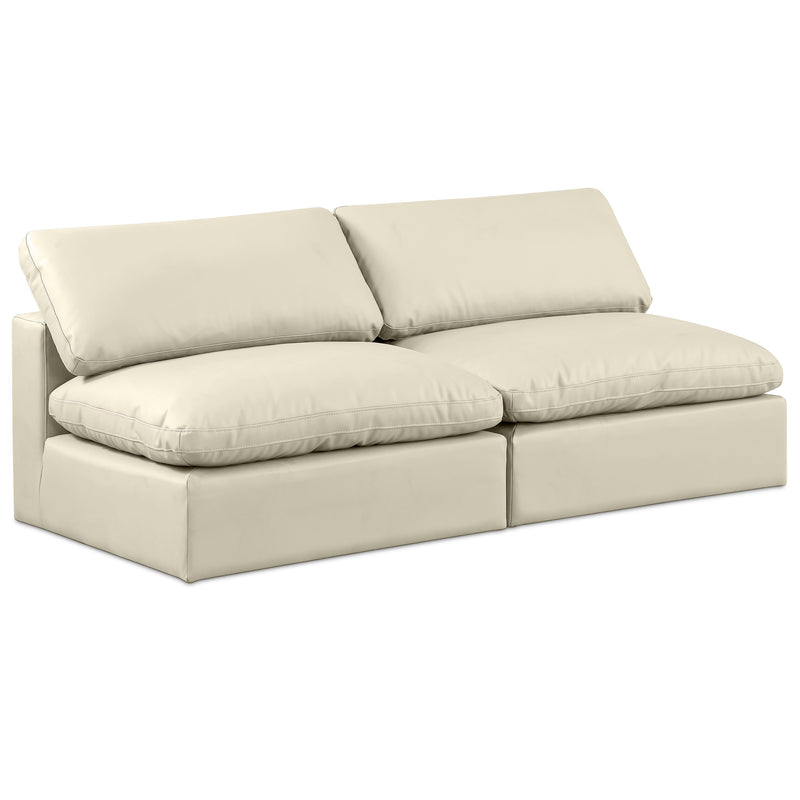 Meridian Comfy Cream Vegan Leather Modular Sofa IMAGE 1
