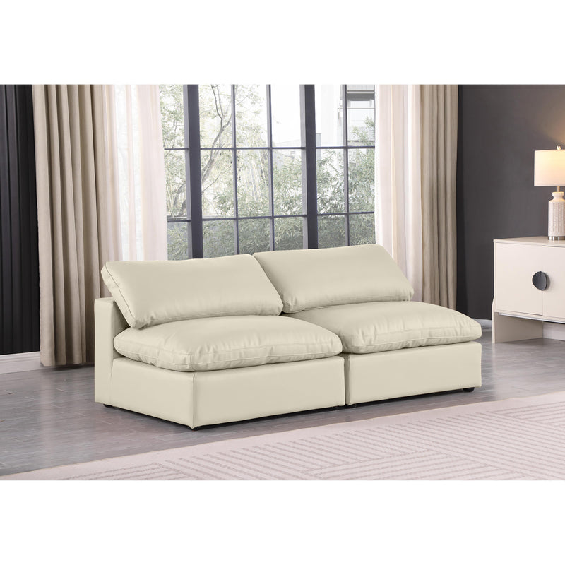 Meridian Comfy Cream Vegan Leather Modular Sofa IMAGE 2