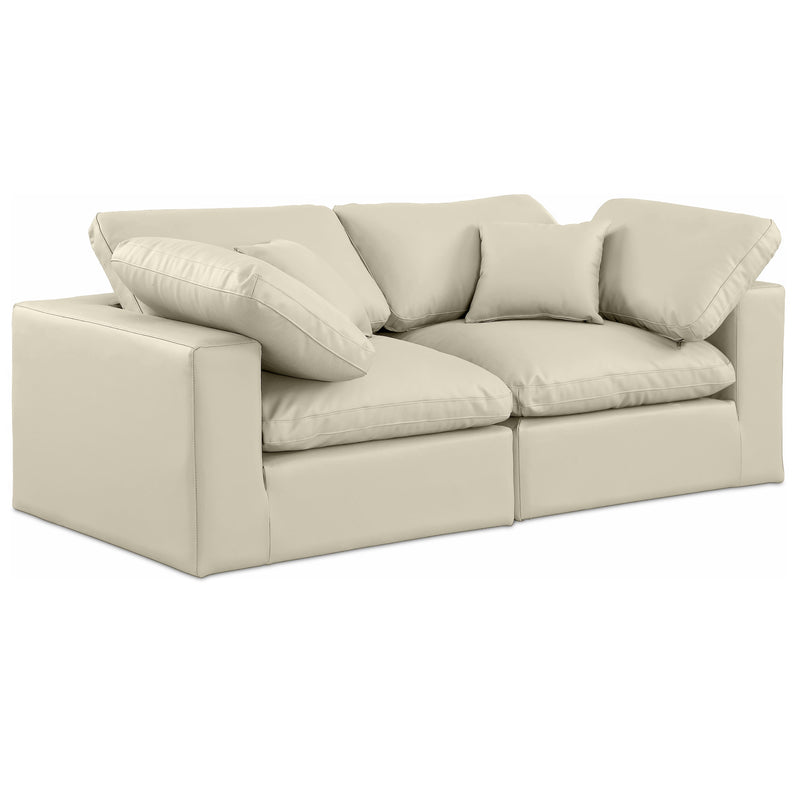 Meridian Comfy Cream Vegan Leather Modular Sofa IMAGE 1