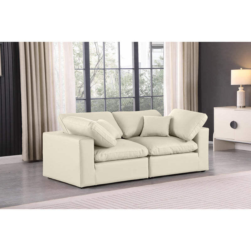 Meridian Comfy Cream Vegan Leather Modular Sofa IMAGE 2