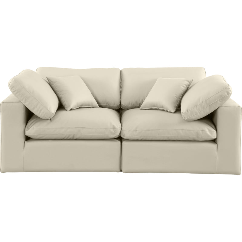 Meridian Comfy Cream Vegan Leather Modular Sofa IMAGE 4