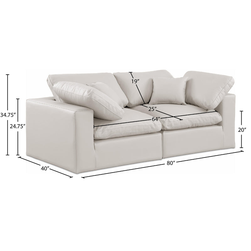 Meridian Comfy Cream Vegan Leather Modular Sofa IMAGE 9