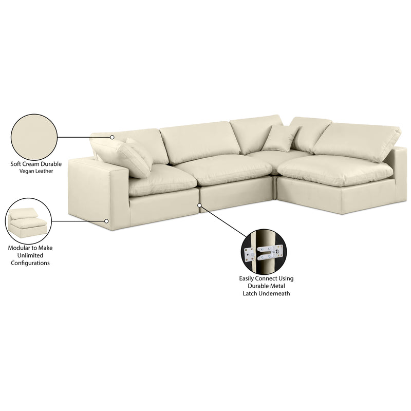 Meridian Comfy Cream Vegan Leather Modular Sectional IMAGE 16