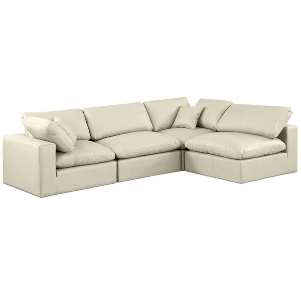 Meridian Comfy Cream Vegan Leather Modular Sectional IMAGE 1