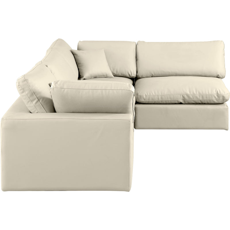 Meridian Comfy Cream Vegan Leather Modular Sectional IMAGE 9