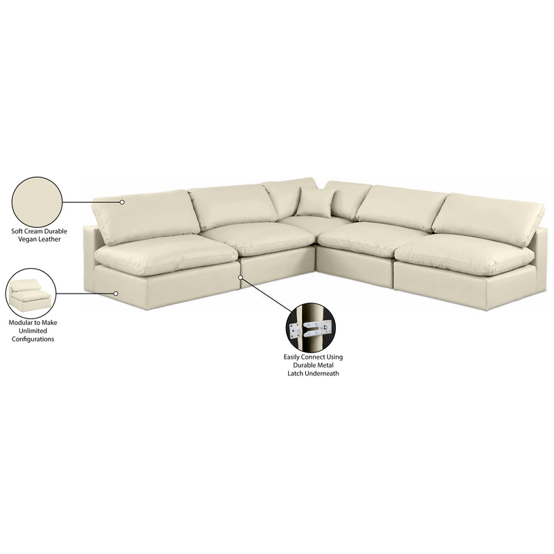 Meridian Comfy Cream Vegan Leather Modular Sectional IMAGE 11