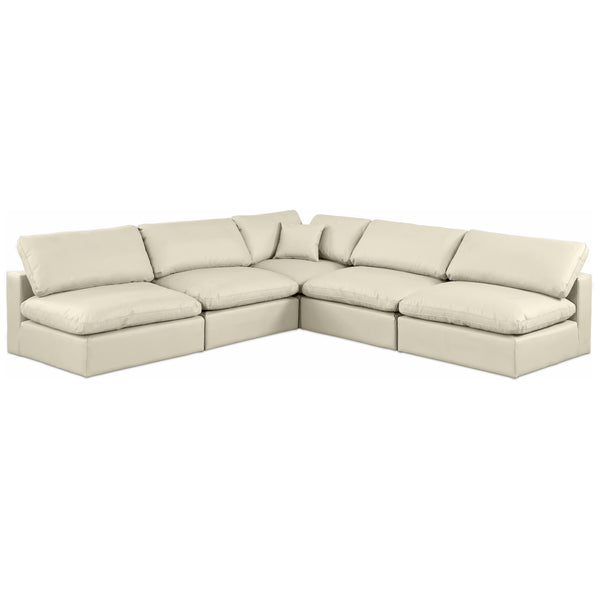 Meridian Comfy Cream Vegan Leather Modular Sectional IMAGE 1
