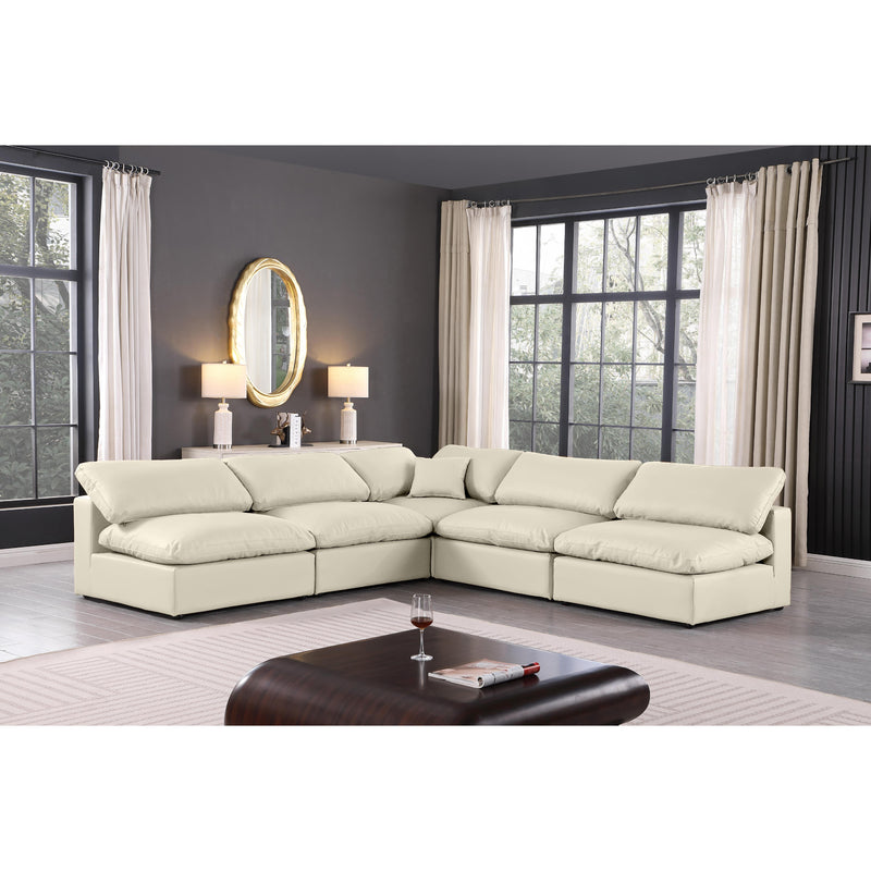 Meridian Comfy Cream Vegan Leather Modular Sectional IMAGE 2