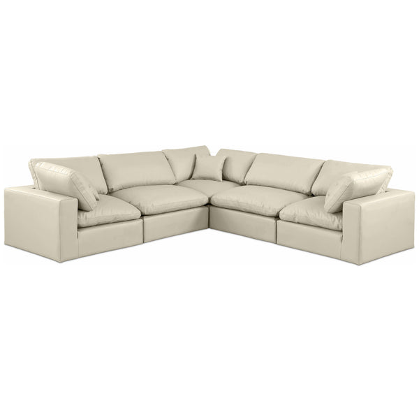 Meridian Comfy Cream Vegan Leather Modular Sectional IMAGE 1