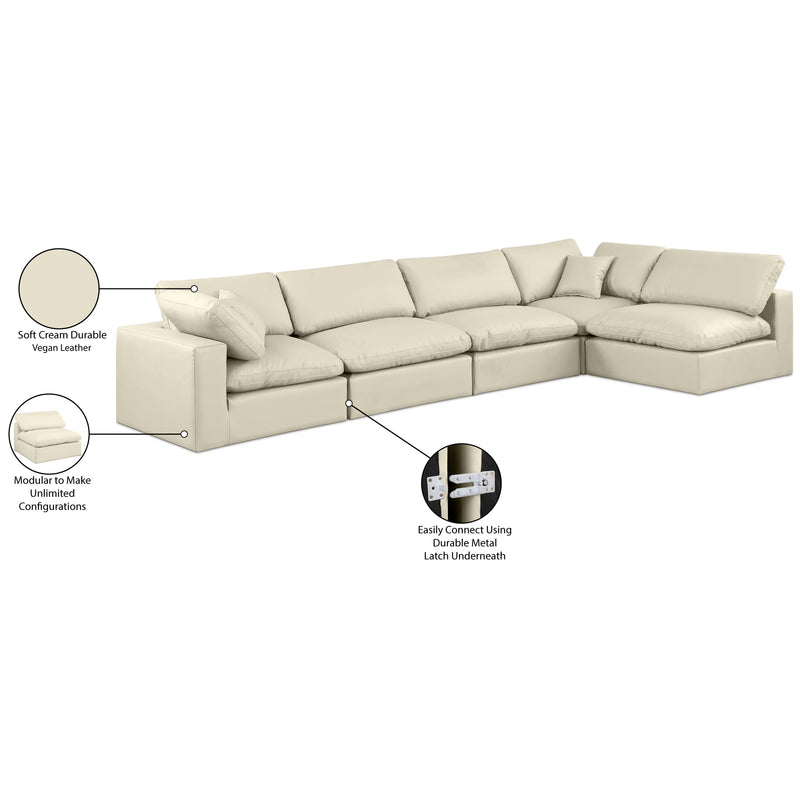Meridian Comfy Cream Vegan Leather Modular Sectional IMAGE 16