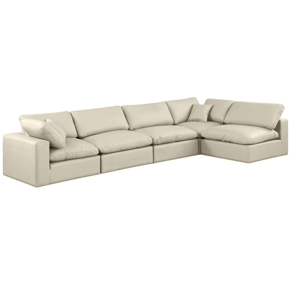 Meridian Comfy Cream Vegan Leather Modular Sectional IMAGE 1