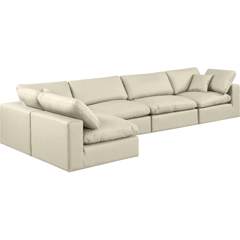 Meridian Comfy Cream Vegan Leather Modular Sectional IMAGE 2