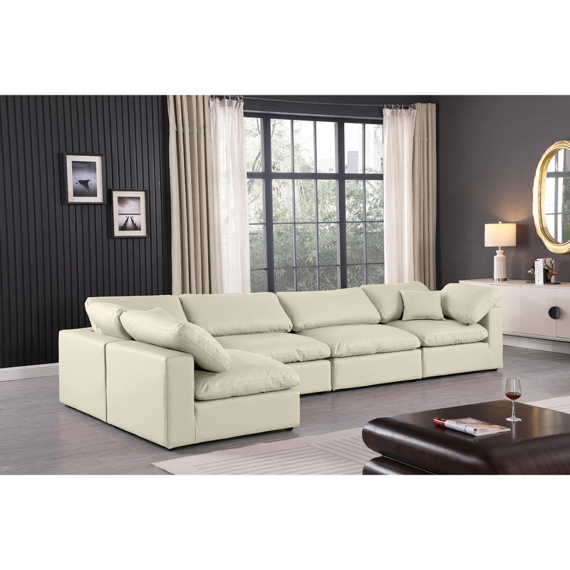 Meridian Comfy Cream Vegan Leather Modular Sectional IMAGE 4
